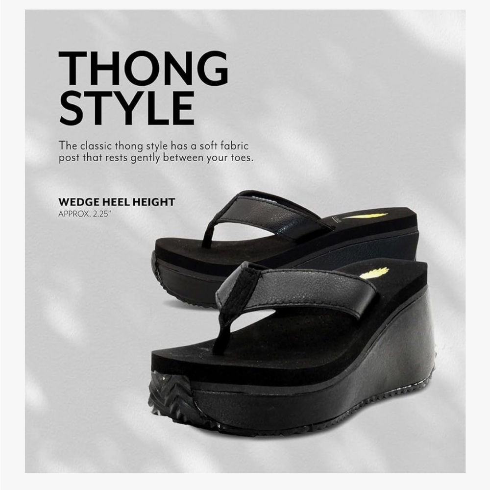 LIKE NEW w/Box Volatile Black Wedge Leather Platform Sandals - Picture 3 of 13